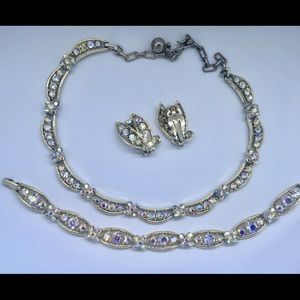 Vintage 1950s Bridal Crystal Necklace Set